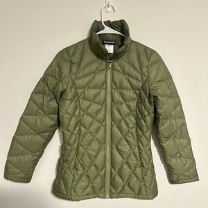 Patagonia Goose Down Quilted‎ Puffer Coat Green Womens Size XS Outdoor Winter
